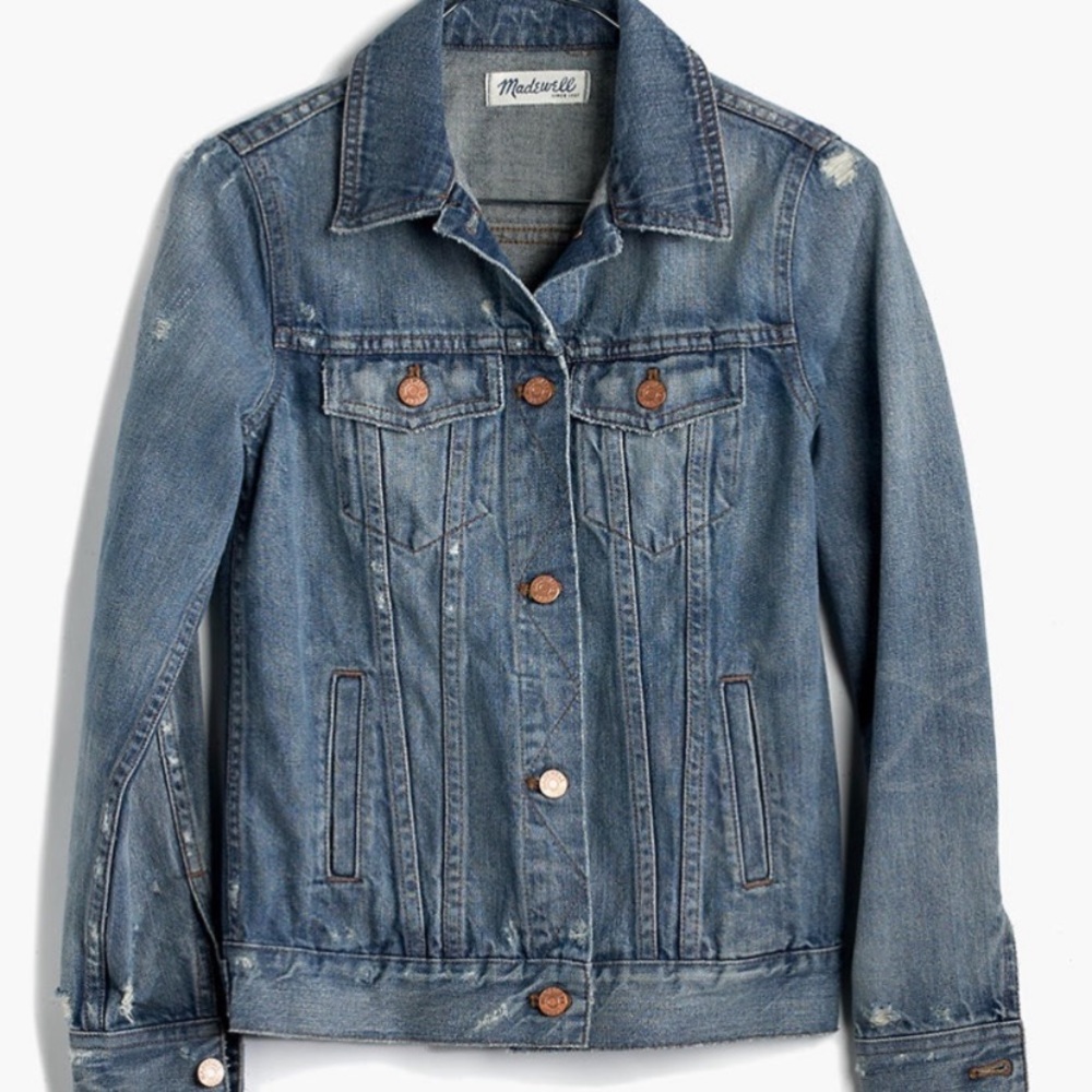 Madewell Distressed‎ Jean Jacket in Ellery Wash XS - Picture 4 of 8